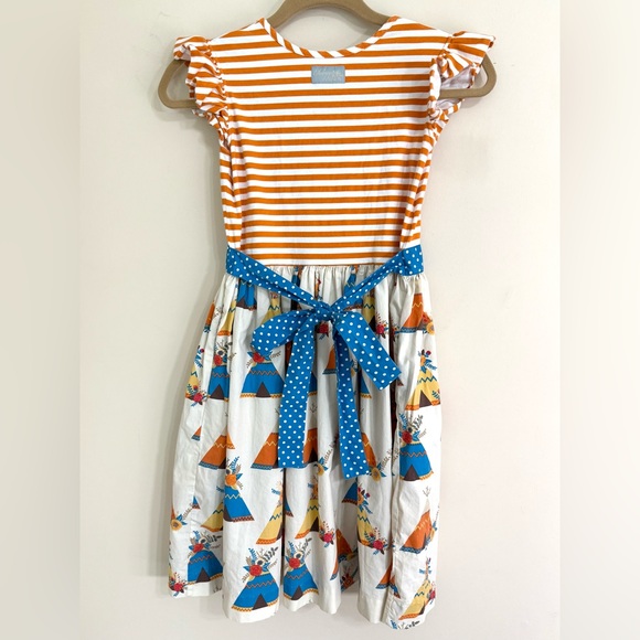 ELEANOR ROSE Girls Dress 14–16 Rhonda Stripe Teepee Fall Thanksgiving Ruffle - Picture 5 of 13